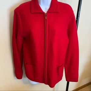 Casual Corner Annex - Zip Front Jacket Red Wool
